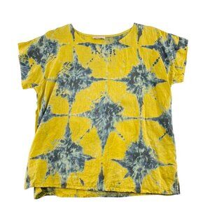 Yellow & Blue Tie-Dye Linen T-Shirt‎ By Bella Dahl